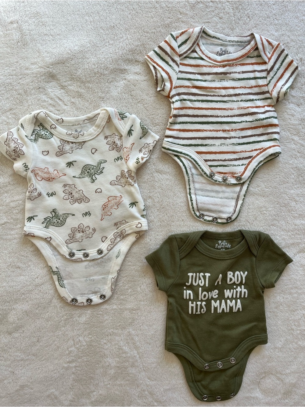NWOT Bundle of 3 Baby Essentials Short Sleeve Onsies